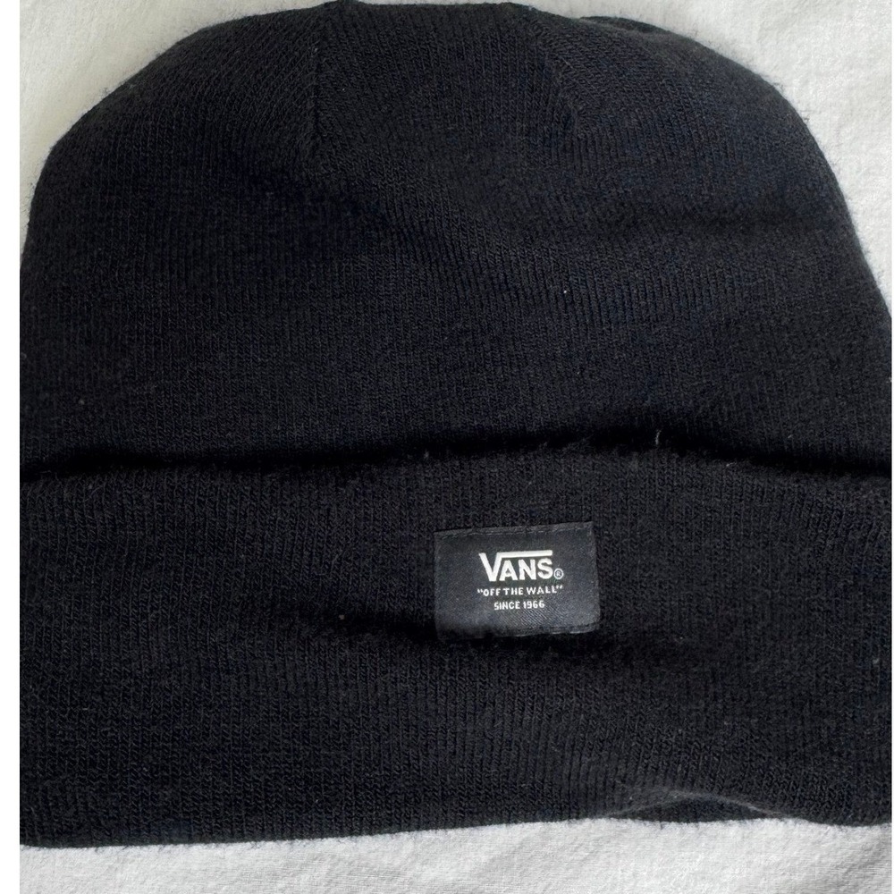 Vans Off The Wall Black Cuffed Knit Beanie Hat Unisex Skate Streetwear